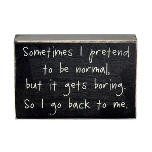 Farmhouse Distressed Wood Box Sign in Black and White NWT